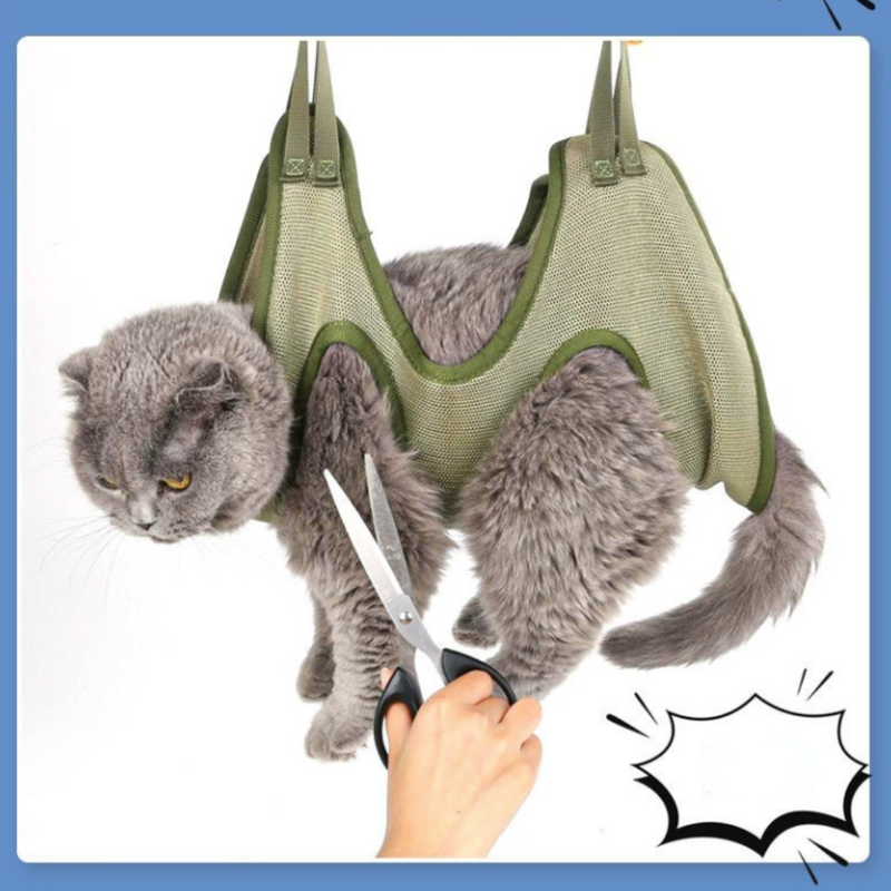 Bolsa de contenção para higiene de gatos com rede