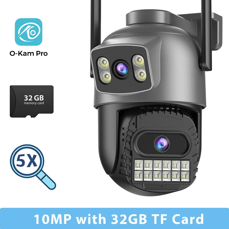BESDER 15MP Câmera Wifi PTZ Tela Dupla Externa 10X Zoom Digital DetecçãCâo Humana 10MP mera IP de Segurança Vigilância O-Kam Pro