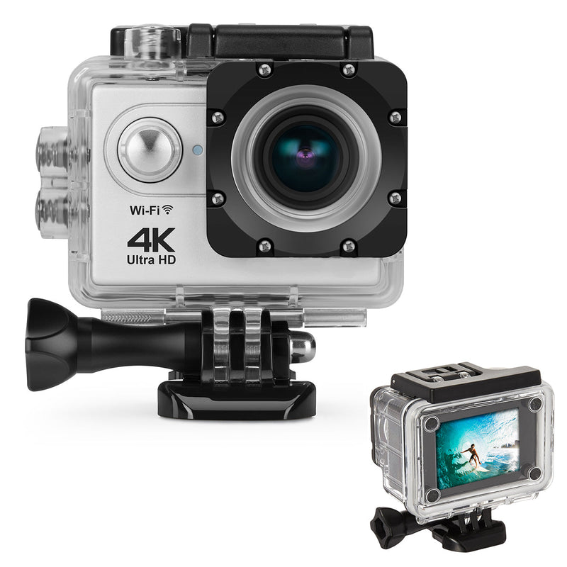 Câmera 4K à prova d'água totalmente digital UHD WiFi + controle remoto RF e acessórios