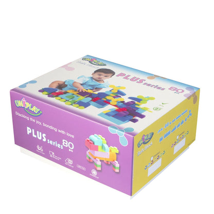 Blocos de construção macios UNiPLAY Série Plus 80 peças cor primária