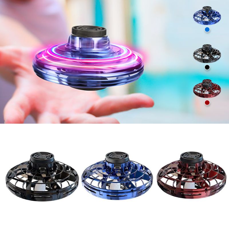 Mini Drone LED Tipo OVNI Helicóptero Voador Spinner Ponta dos Dedos
