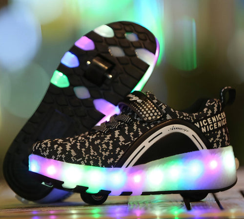 Tênis Patins Ultraleves, Luminosos e Recarregáveis