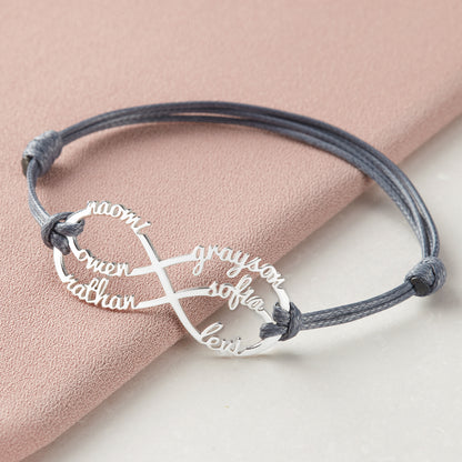 Pulseira de mãe com nomes de filhos, Pulseira de infinito com nomes, Joias de mãe