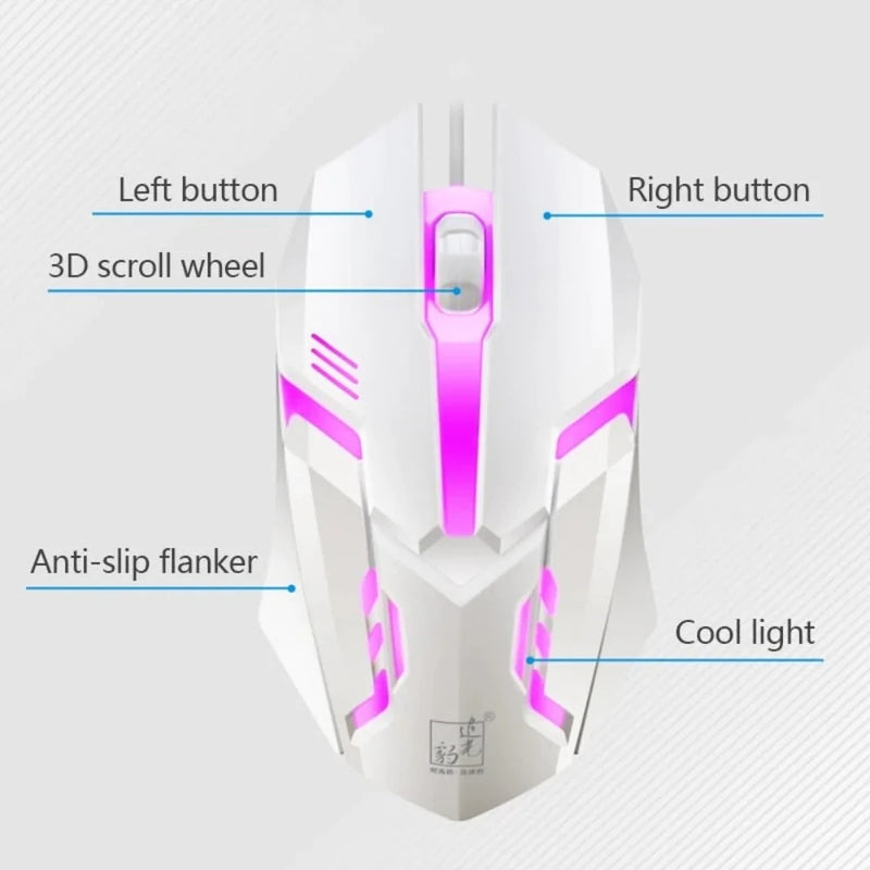Conjunto de teclado e mouse para jogos Ninja Dragons White Knight