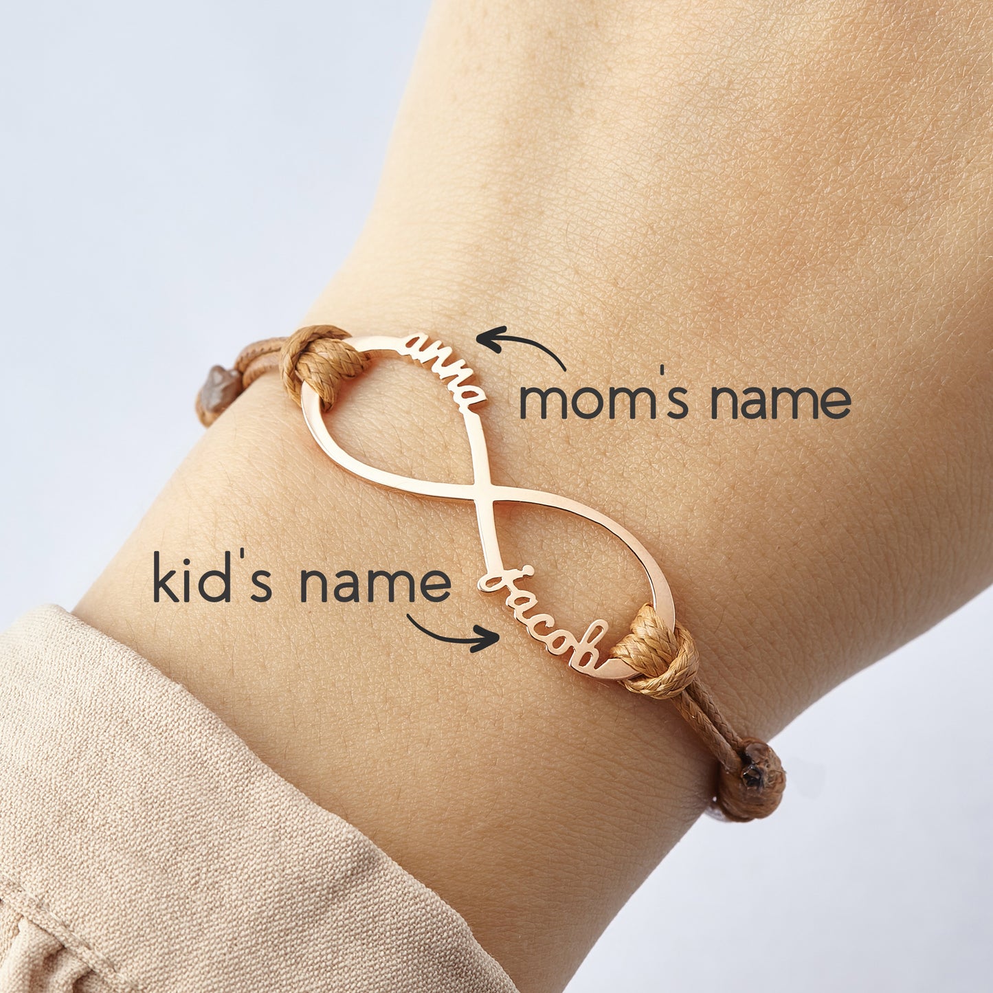 Pulseira de mãe com nomes de filhos, Pulseira de infinito com nomes, Joias de mãe