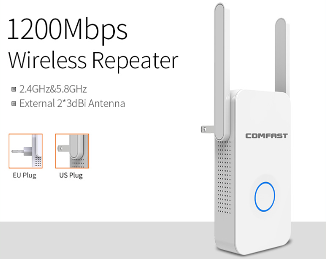 Extensor de 1200 Mbps, antena, roteador, amplificador, extensor de WiFi, repetidor