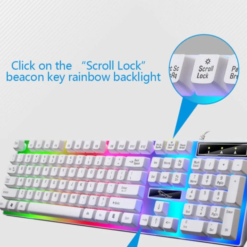 Conjunto de teclado e mouse para jogos Ninja Dragons White Knight