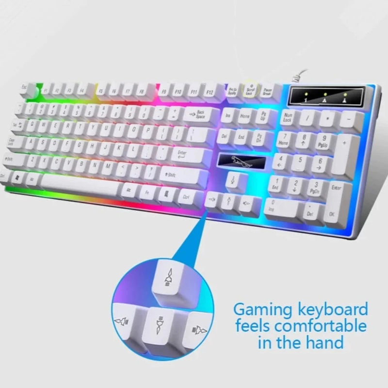 Conjunto de teclado e mouse para jogos Ninja Dragons White Knight