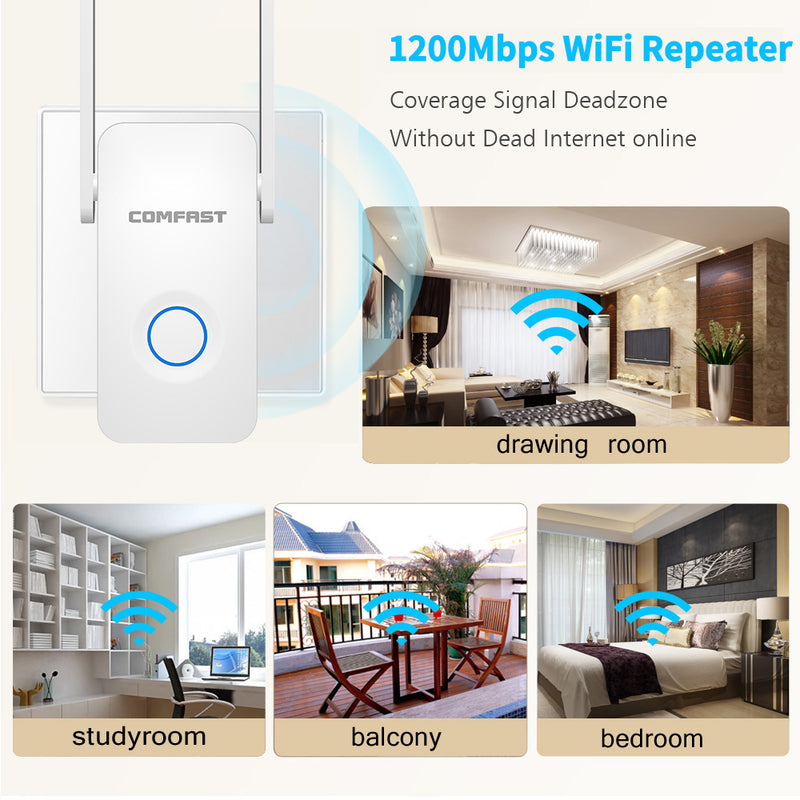 Extensor de 1200 Mbps, antena, roteador, amplificador, extensor de WiFi, repetidor