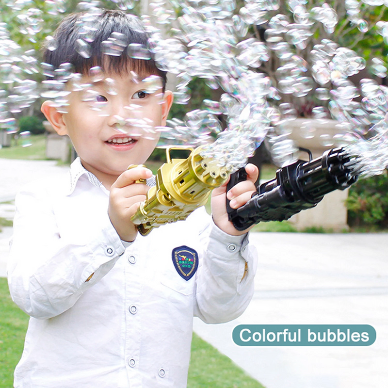 Máquina de bolhas de água com sabão de verão Gatling Bubble Gun Toys