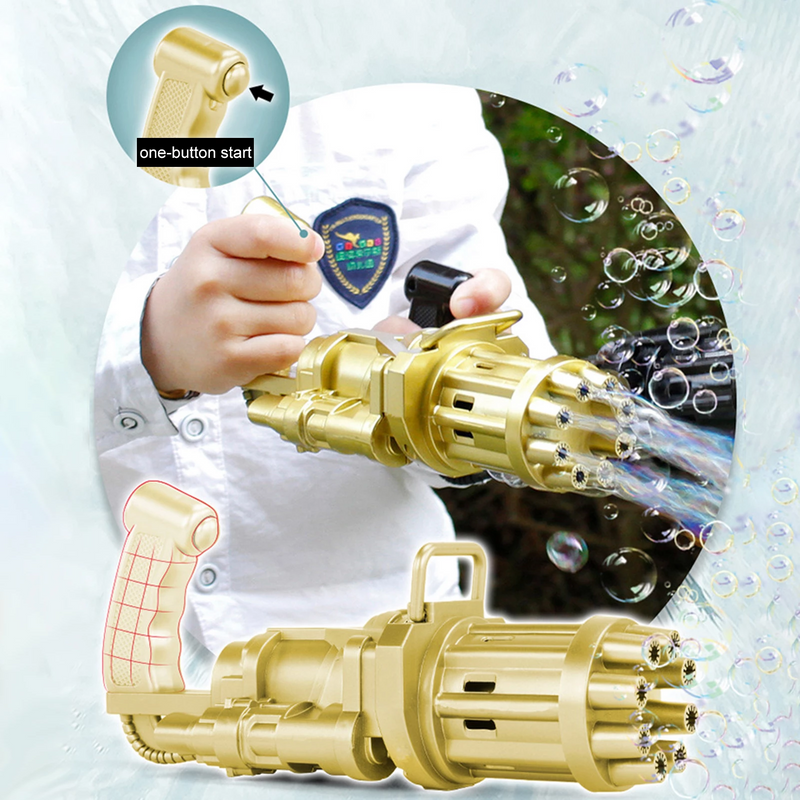 Máquina de bolhas de água com sabão de verão Gatling Bubble Gun Toys