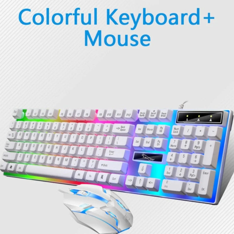 Conjunto de teclado e mouse para jogos Ninja Dragons White Knight