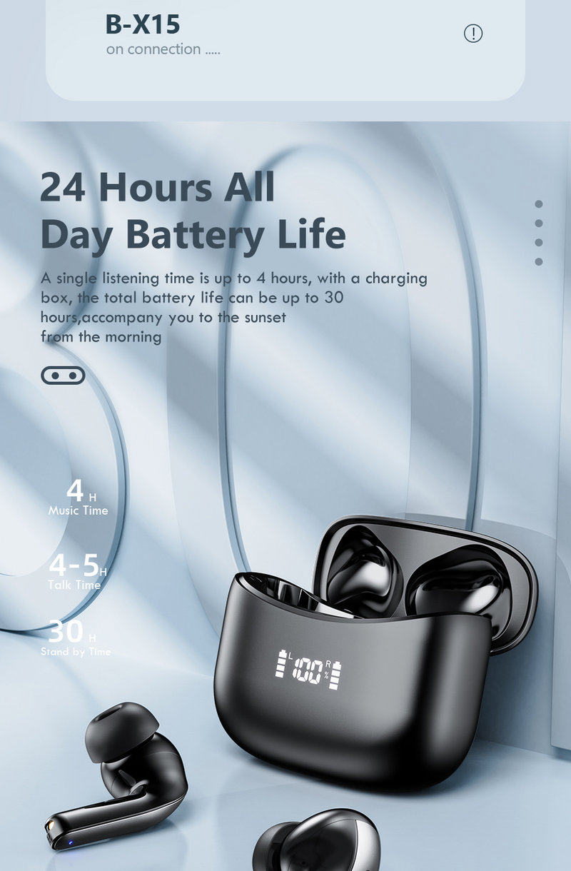Fones de ouvido LED TWS Bluetooth 5.0 para Huawei e iPhone