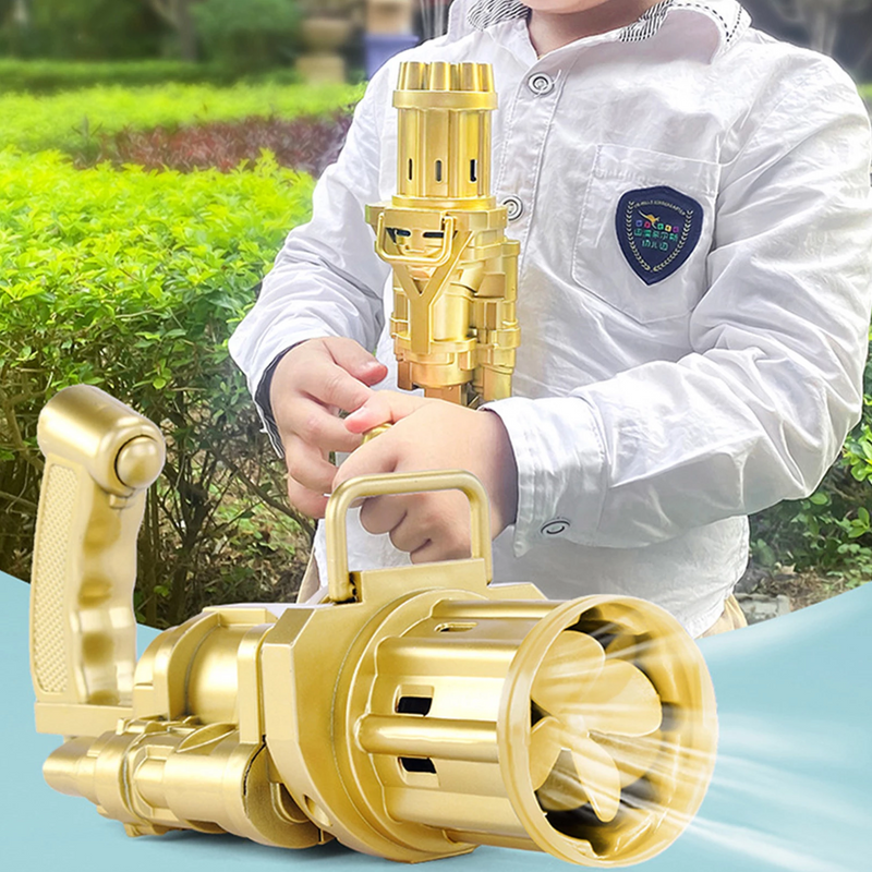 Máquina de bolhas de água com sabão de verão Gatling Bubble Gun Toys