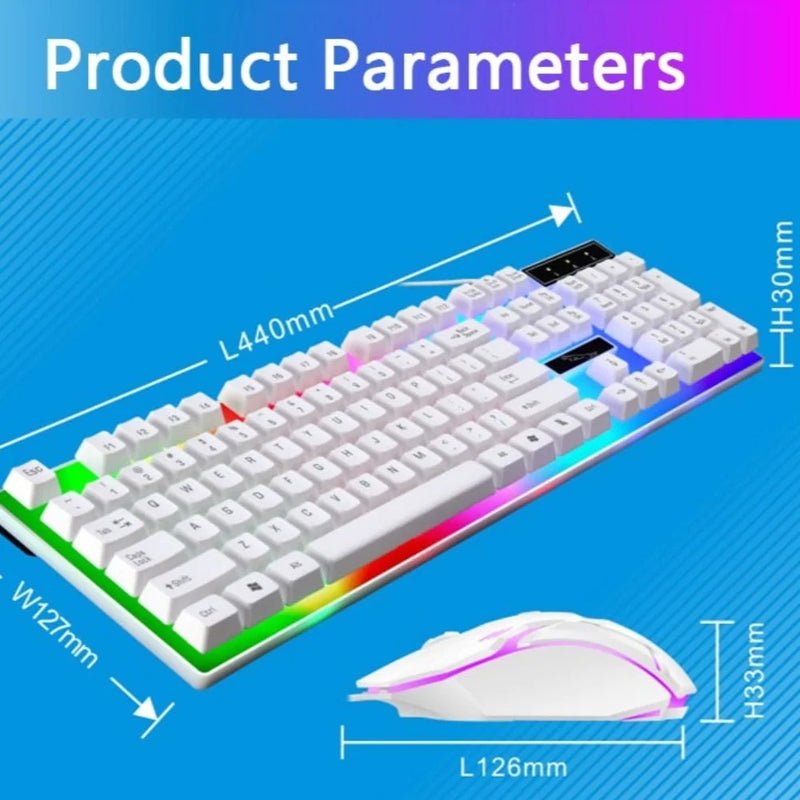 Conjunto de teclado e mouse para jogos Ninja Dragons White Knight