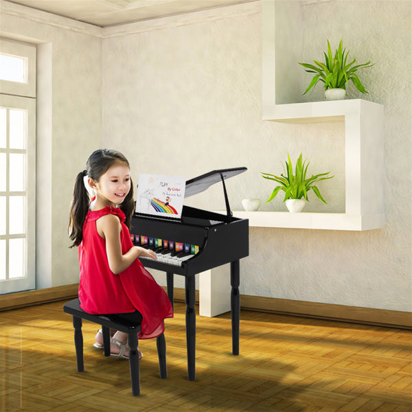 Piano de madeira infantil de 30 teclas com suporte para partitura