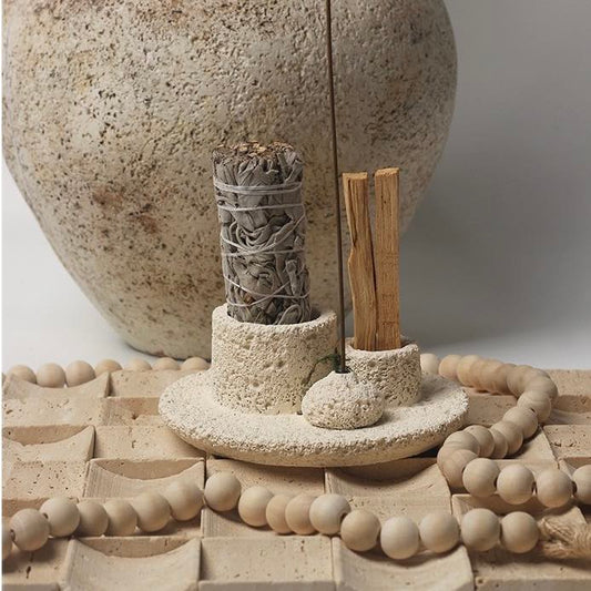 Porta-velas estilo nórdico tudo em um, queimador de sálvia, incenso e palo santo