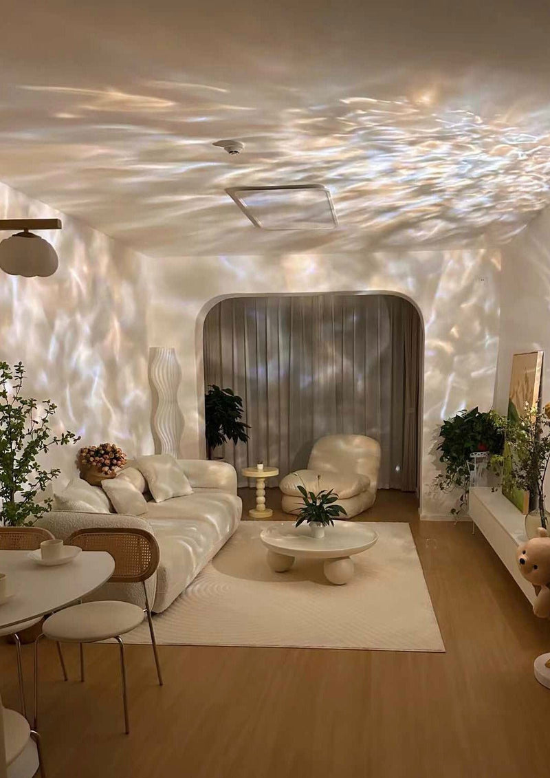 Luminária de mesa decorativa com projetor Ripple - Ambiente noturno moderno e criativo